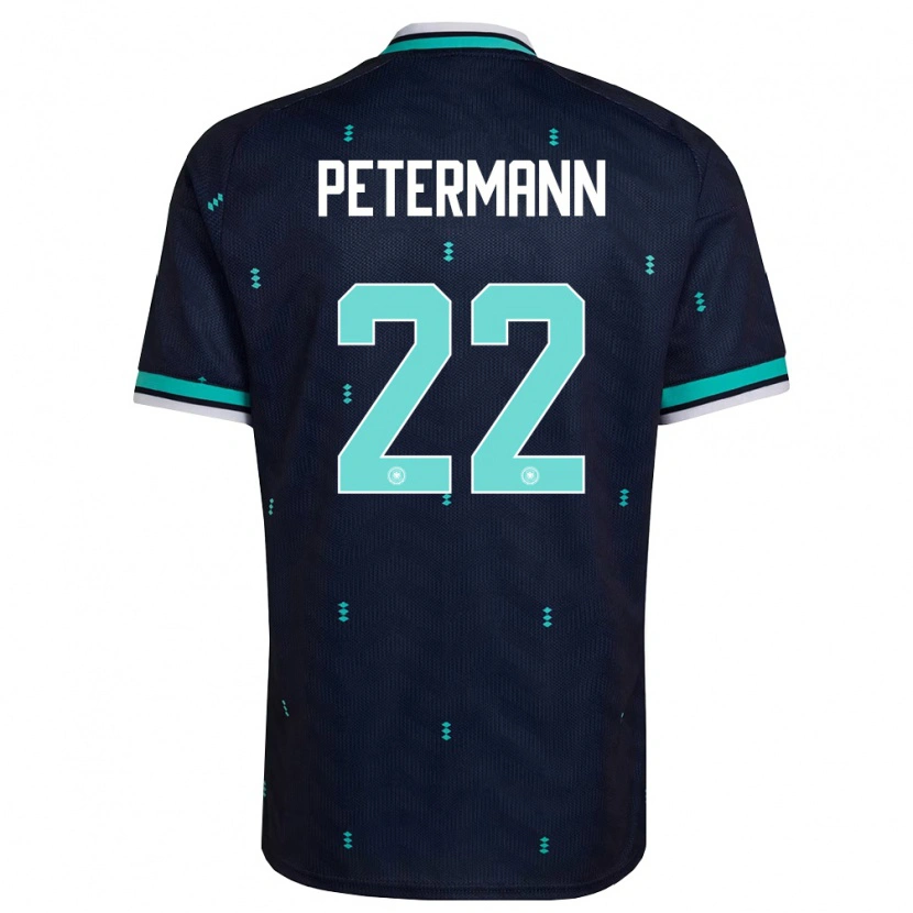 Danxen Mujer Camiseta Alemania Lena Petermann #22 Marino Azul Cielo Blanco 2ª Equipación 26-28 La Camisa México