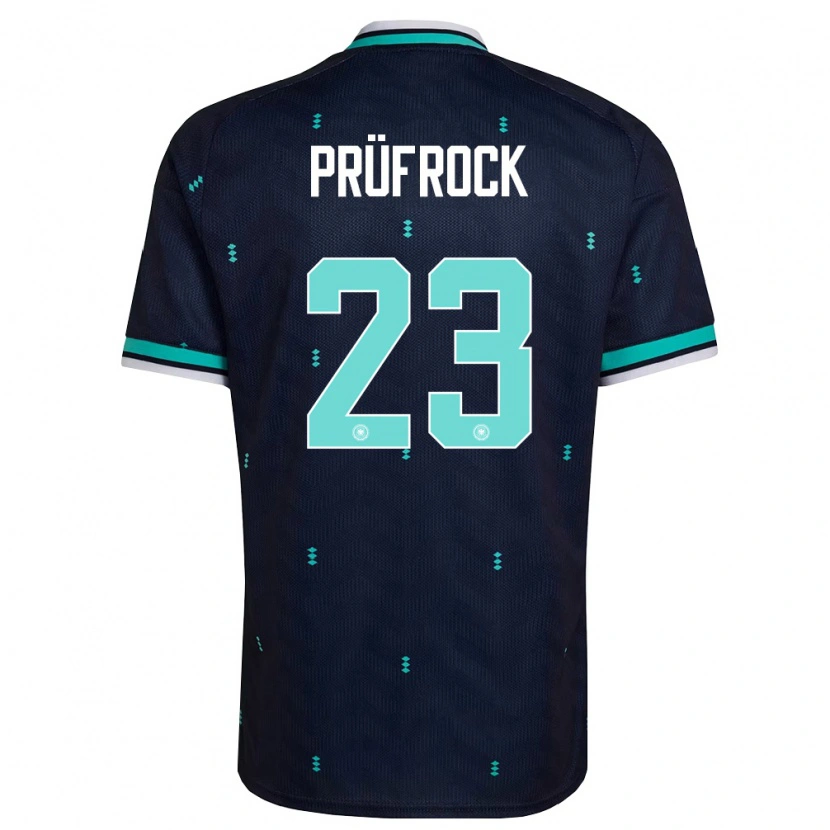 Danxen Mujer Camiseta Alemania Silas Prüfrock #23 Marino Azul Cielo Blanco 2ª Equipación 26-28 La Camisa México