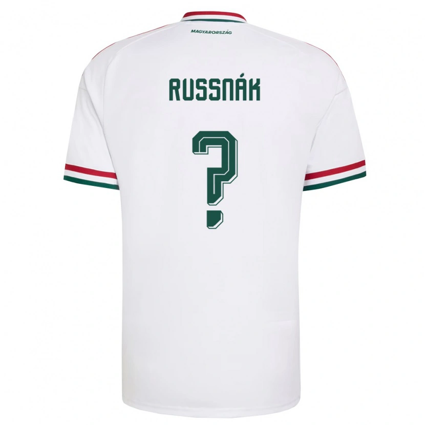 Danxen Mujer Camiseta Hungría Áron Russnák #0 Blanco Rojo Verde 2ª Equipación 26-28 La Camisa México