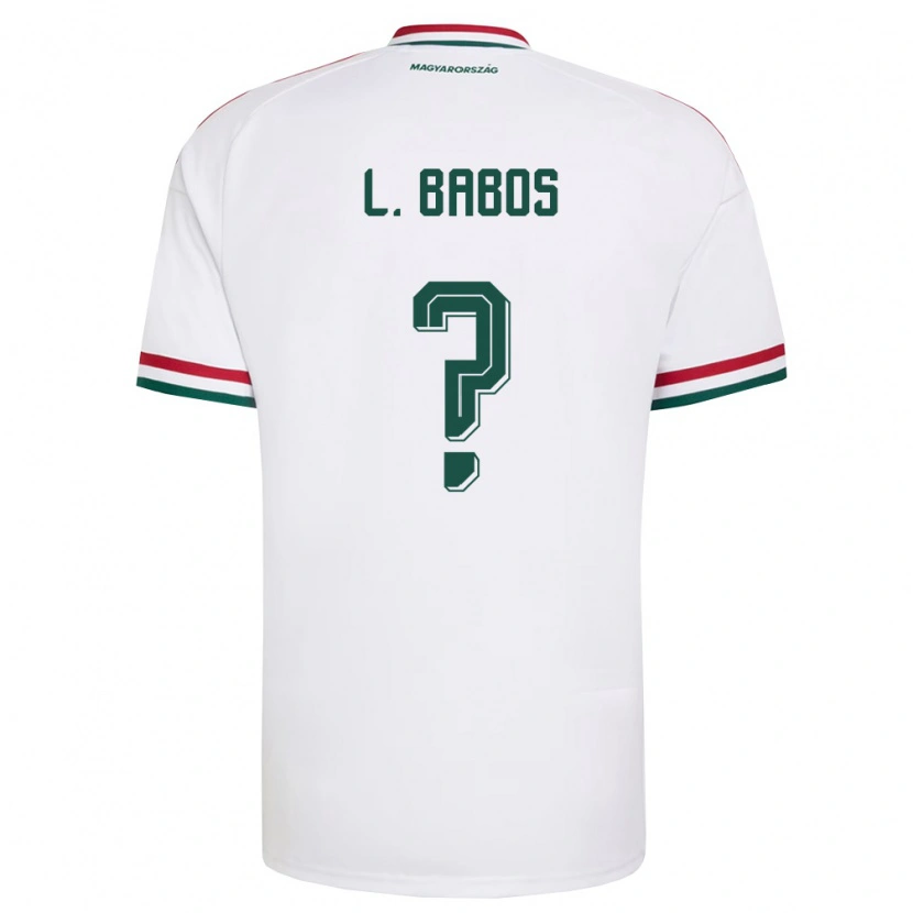 Danxen Mujer Camiseta Hungría Levente Babós #0 Blanco Rojo Verde 2ª Equipación 26-28 La Camisa México