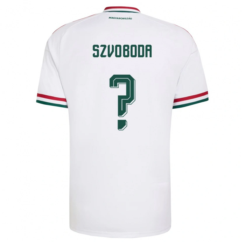 Danxen Mujer Camiseta Hungría Dániel Szvoboda #0 Blanco Rojo Verde 2ª Equipación 26-28 La Camisa México