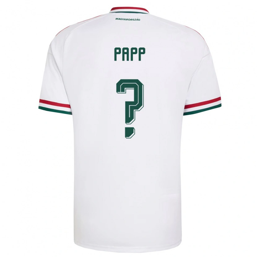 Danxen Mujer Camiseta Hungría Lőrinc Papp #0 Blanco Rojo Verde 2ª Equipación 26-28 La Camisa México