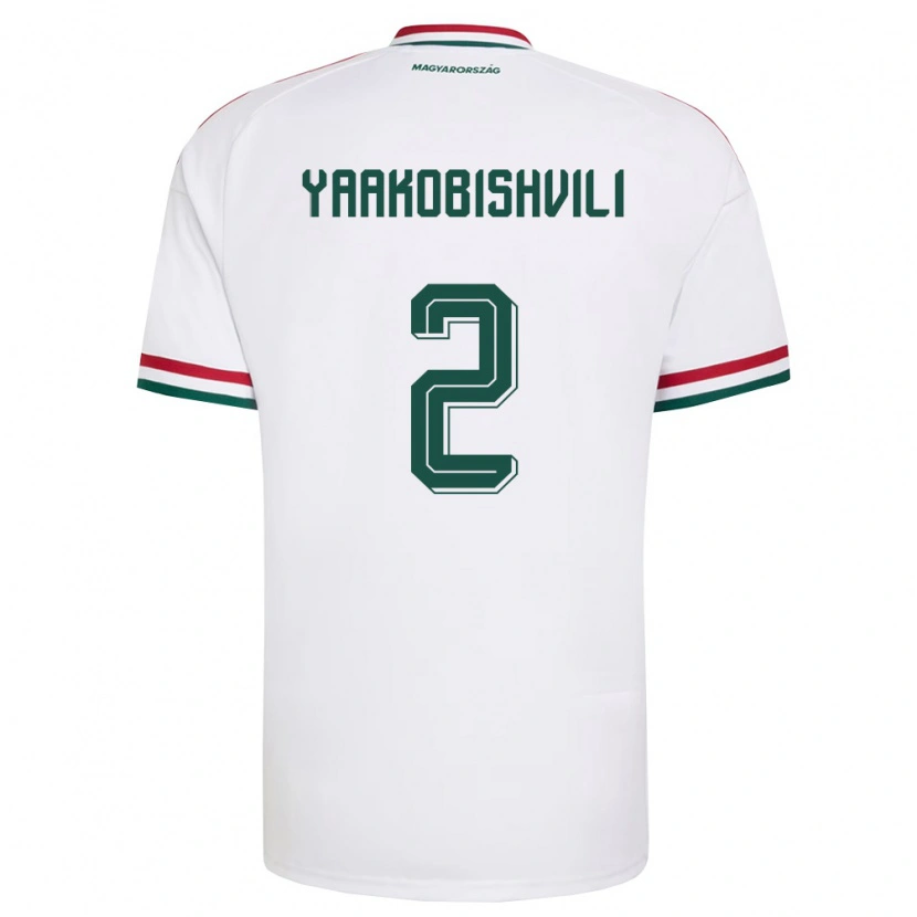 Danxen Mujer Camiseta Hungría Antal Yaakobishvili #2 Blanco Rojo Verde 2ª Equipación 26-28 La Camisa México