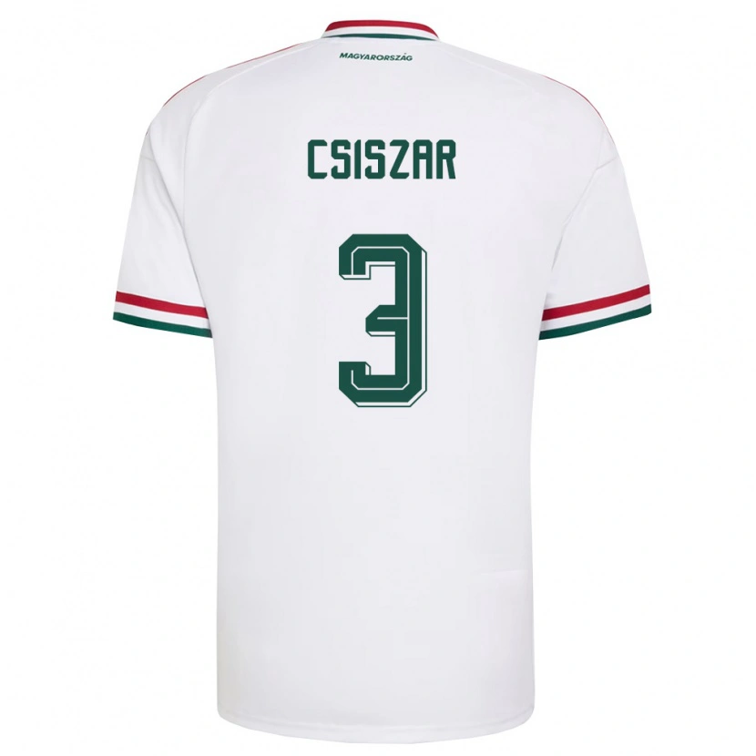 Danxen Mujer Camiseta Hungría Henrietta Csiszar #3 Blanco Rojo Verde 2ª Equipación 26-28 La Camisa México