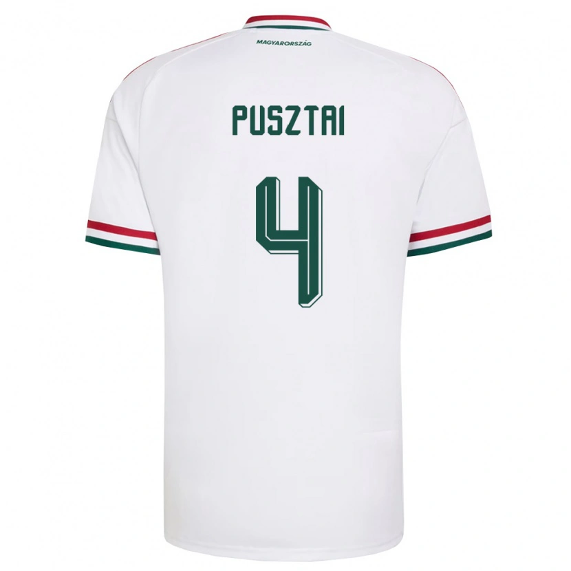 Danxen Mujer Camiseta Hungría Sára Pusztai #4 Blanco Rojo Verde 2ª Equipación 26-28 La Camisa México