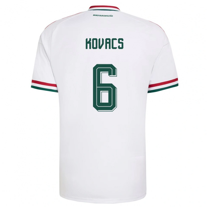 Danxen Mujer Camiseta Hungría Noel Kovács #6 Blanco Rojo Verde 2ª Equipación 26-28 La Camisa México