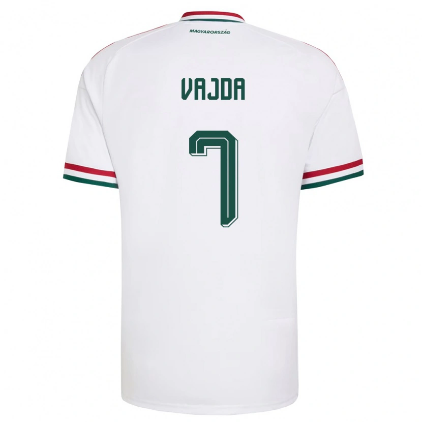 Danxen Mujer Camiseta Hungría Botond Vajda #7 Blanco Rojo Verde 2ª Equipación 26-28 La Camisa México