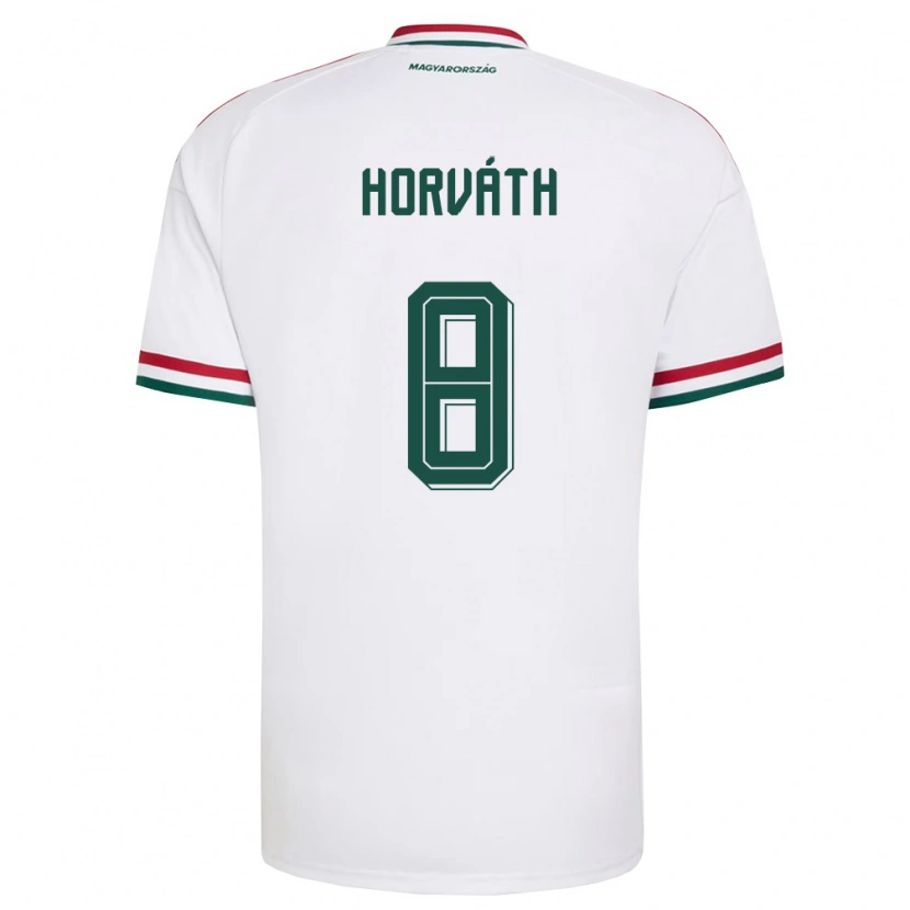 Danxen Mujer Camiseta Hungría Áron Horváth #8 Blanco Rojo Verde 2ª Equipación 26-28 La Camisa México