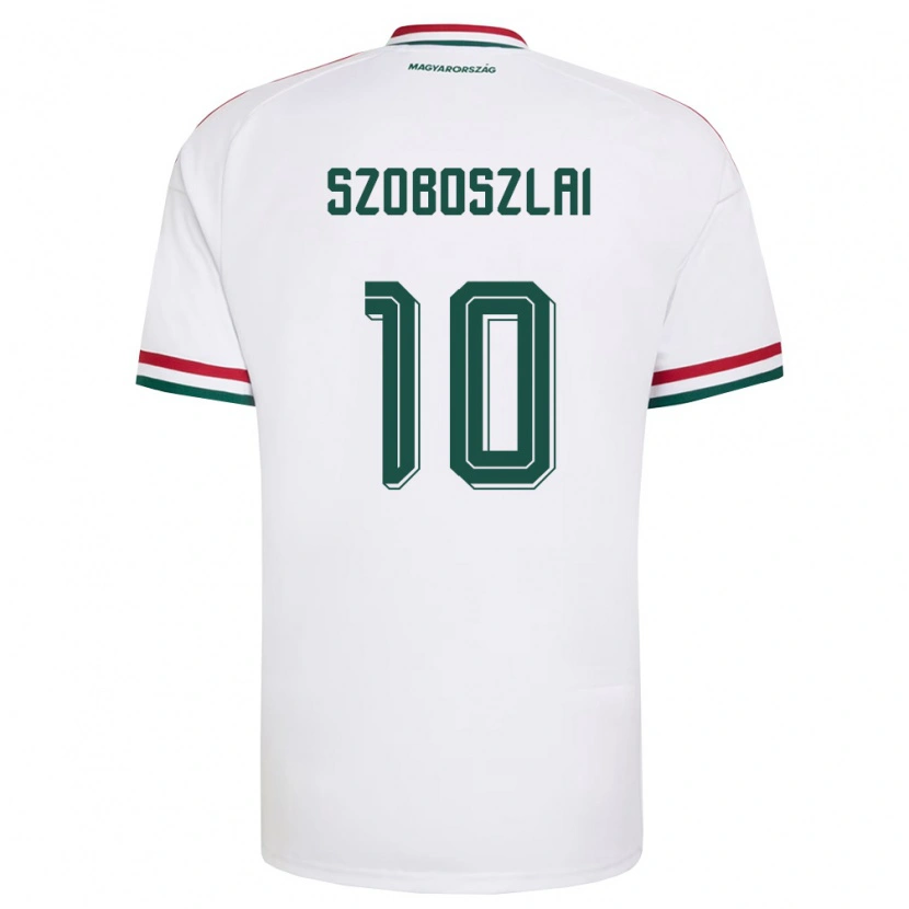 Danxen Mujer Camiseta Hungría Dominik Szoboszlai #10 Blanco Rojo Verde 2ª Equipación 26-28 La Camisa México