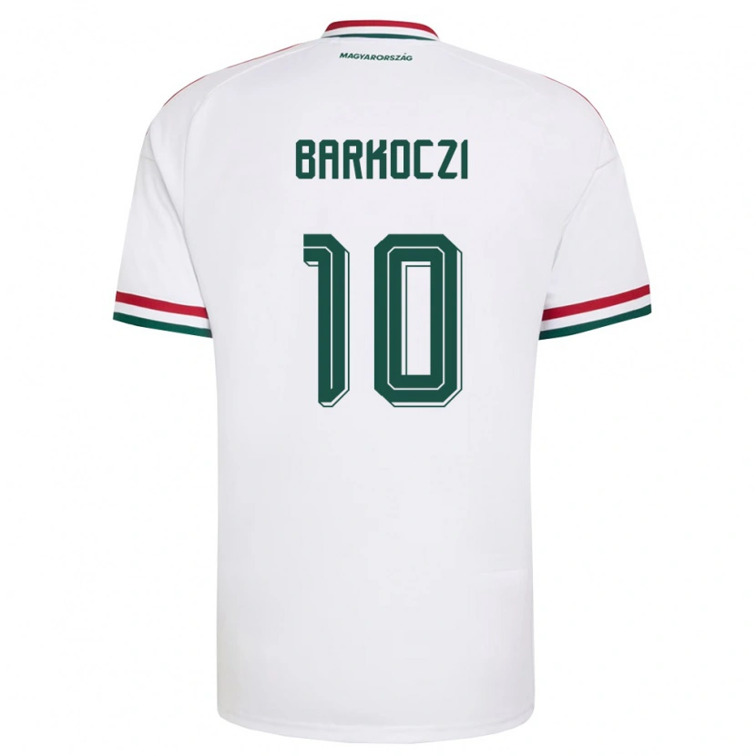 Danxen Mujer Camiseta Hungría Barnabás Barkóczi #10 Blanco Rojo Verde 2ª Equipación 26-28 La Camisa México