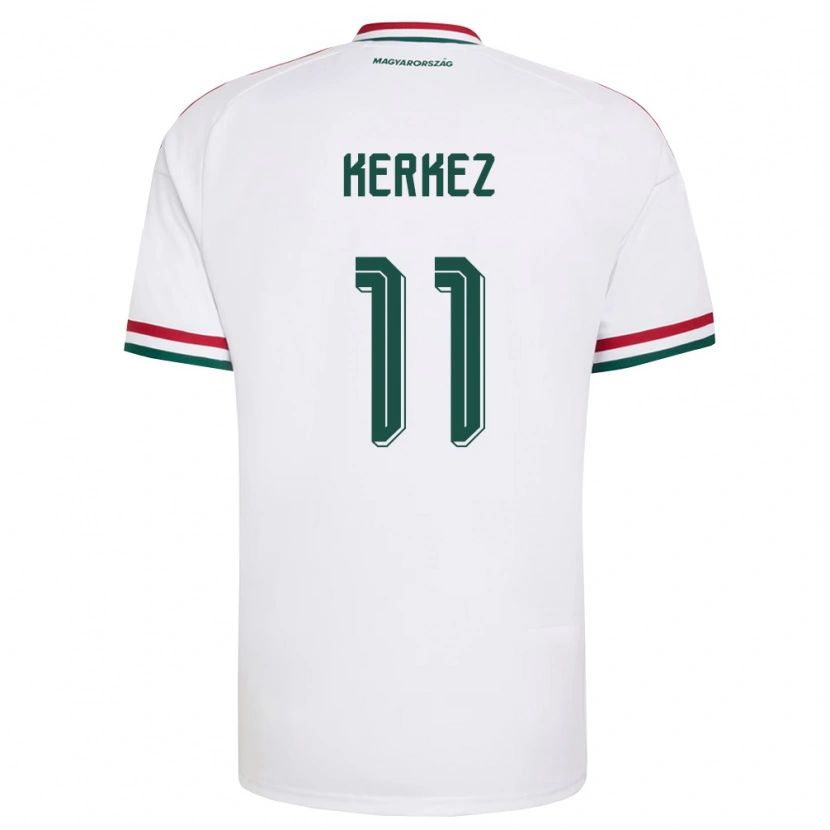 Danxen Mujer Camiseta Hungría Milos Kerkez #11 Blanco Rojo Verde 2ª Equipación 26-28 La Camisa México