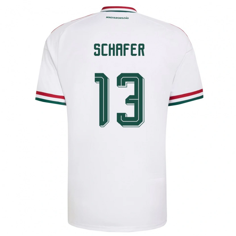 Danxen Mujer Camiseta Hungría András Schäfer #13 Blanco Rojo Verde 2ª Equipación 26-28 La Camisa México