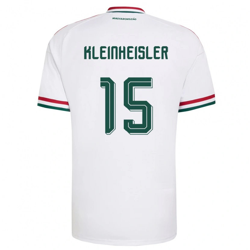 Danxen Mujer Camiseta Hungría László Kleinheisler #15 Blanco Rojo Verde 2ª Equipación 26-28 La Camisa México