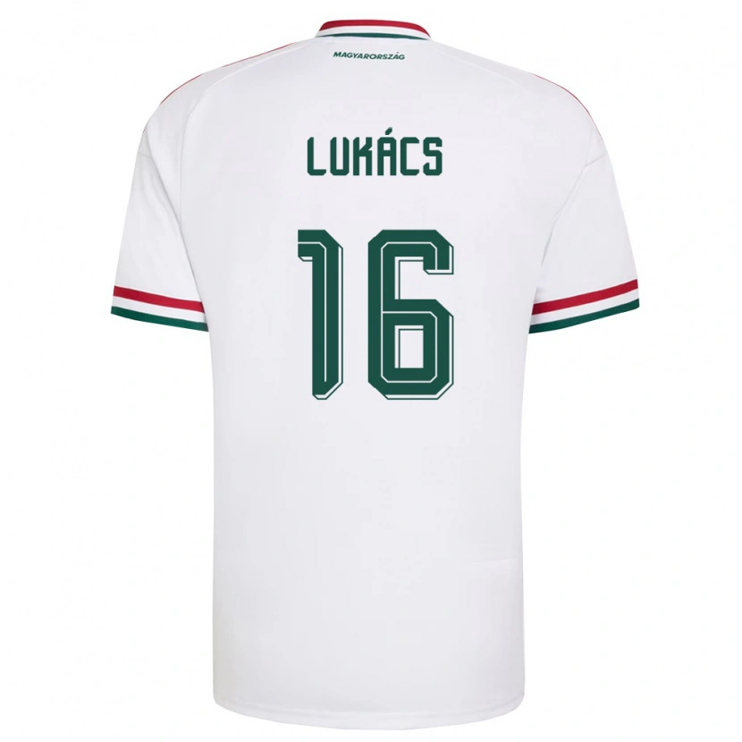 Danxen Mujer Camiseta Hungría Dániel Lukács #16 Blanco Rojo Verde 2ª Equipación 26-28 La Camisa México