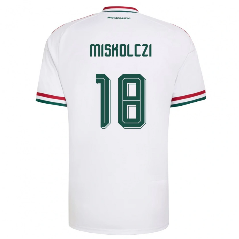 Danxen Mujer Camiseta Hungría Domonkos Miskolczi #18 Blanco Rojo Verde 2ª Equipación 26-28 La Camisa México