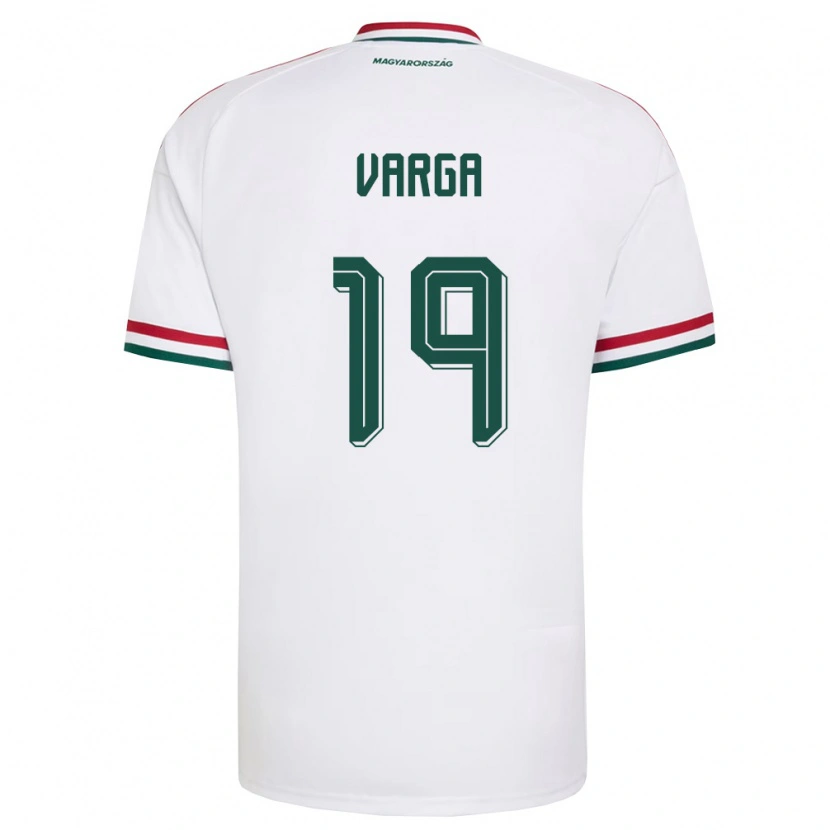 Danxen Mujer Camiseta Hungría Barnabás Varga #19 Blanco Rojo Verde 2ª Equipación 26-28 La Camisa México