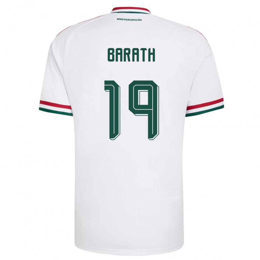 Danxen Mujer Camiseta Hungría Péter Baráth #19 Blanco Rojo Verde 2ª Equipación 26-28 La Camisa México