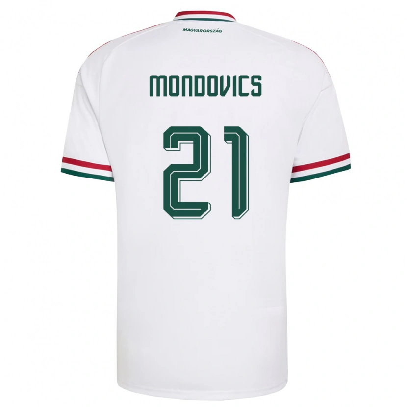 Danxen Mujer Camiseta Hungría Kevin Mondovics #21 Blanco Rojo Verde 2ª Equipación 26-28 La Camisa México