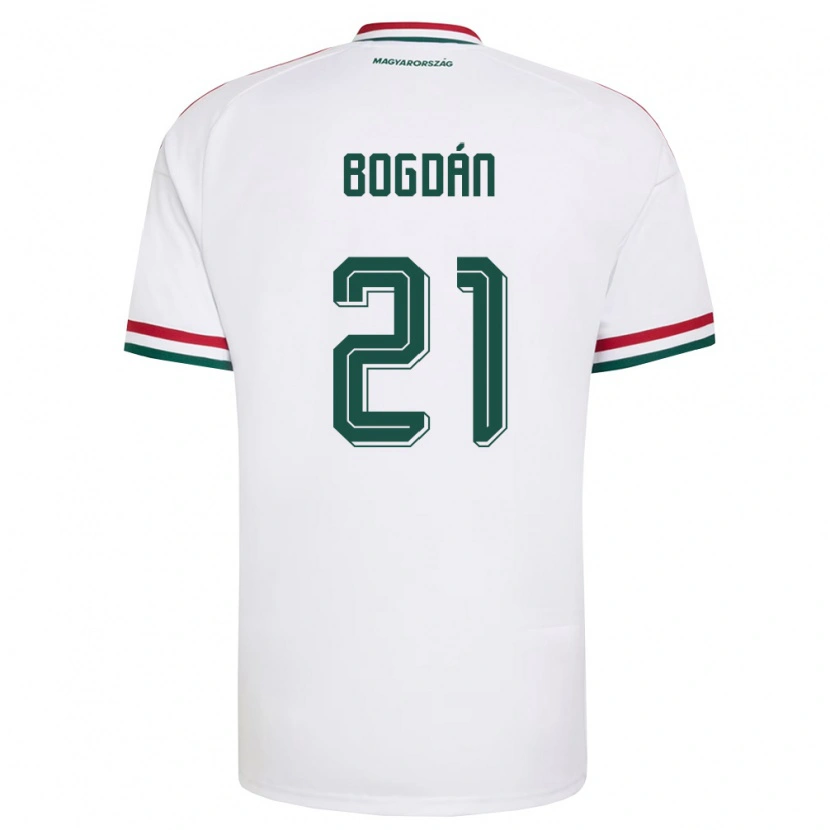Danxen Mujer Camiseta Hungría Martin Bogdán #21 Blanco Rojo Verde 2ª Equipación 26-28 La Camisa México