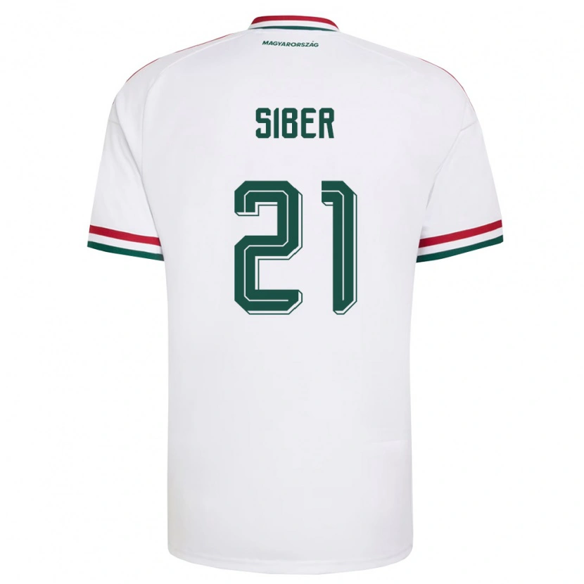 Danxen Mujer Camiseta Hungría Glória Siber #21 Blanco Rojo Verde 2ª Equipación 26-28 La Camisa México