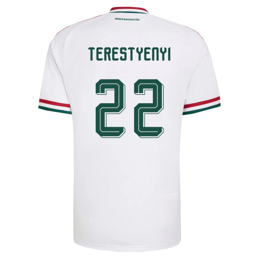 Danxen Mujer Camiseta Hungría Anna Terestyényi #22 Blanco Rojo Verde 2ª Equipación 26-28 La Camisa México