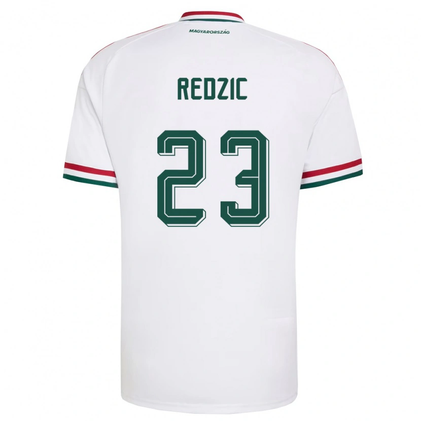 Danxen Mujer Camiseta Hungría Damir Redzic #23 Blanco Rojo Verde 2ª Equipación 26-28 La Camisa México