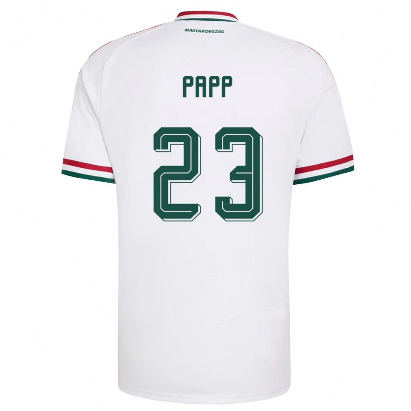 Danxen Mujer Camiseta Hungría Luca Papp #23 Blanco Rojo Verde 2ª Equipación 26-28 La Camisa México