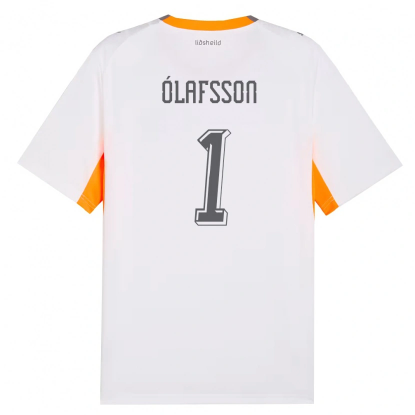 Danxen Mujer Camiseta Islandia Elías Ólafsson #1 Blanco Naranja Gris 2ª Equipación 26-28 La Camisa México