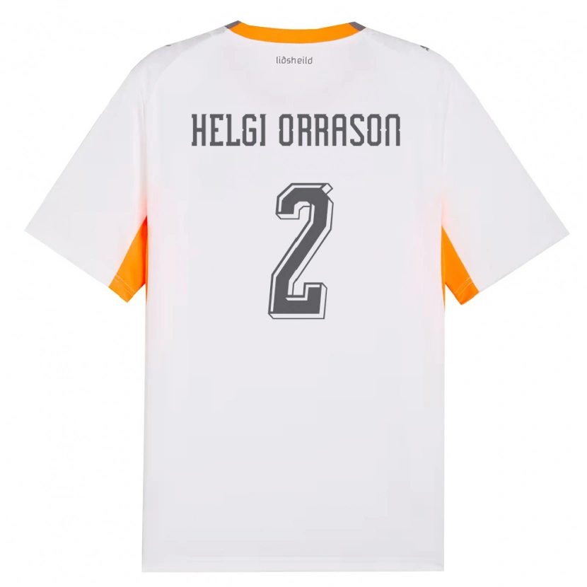 Danxen Mujer Camiseta Islandia Ásgeir Helgi Orrason #2 Blanco Naranja Gris 2ª Equipación 26-28 La Camisa México