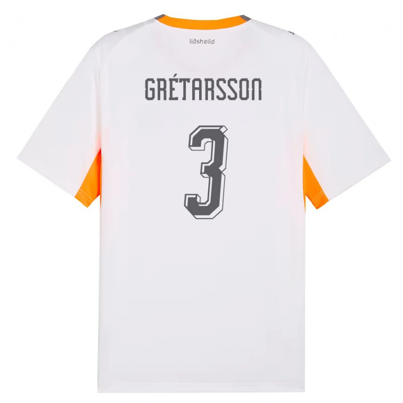 Danxen Mujer Camiseta Islandia Daníel Leó Grétarsson #3 Blanco Naranja Gris 2ª Equipación 26-28 La Camisa México