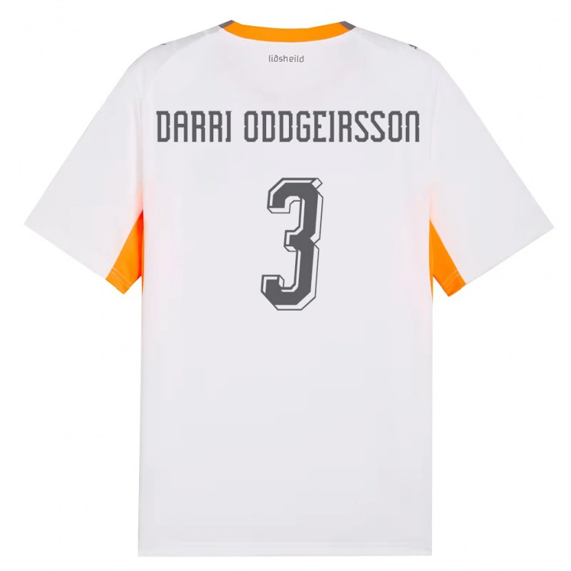 Danxen Mujer Camiseta Islandia Björn Darri Oddgeirsson #3 Blanco Naranja Gris 2ª Equipación 26-28 La Camisa México