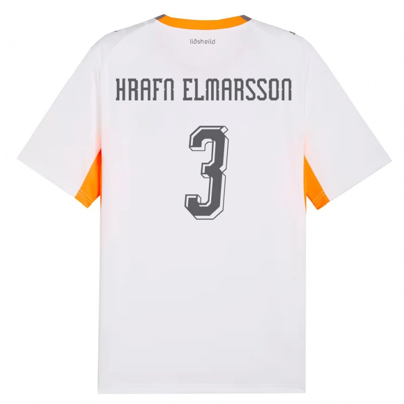 Danxen Mujer Camiseta Islandia Leó Hrafn Elmarsson #3 Blanco Naranja Gris 2ª Equipación 26-28 La Camisa México