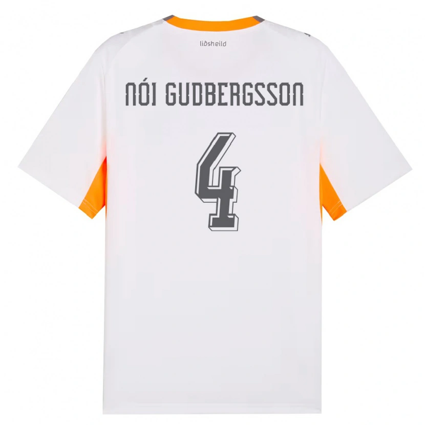 Danxen Mujer Camiseta Islandia Kolbeinn Nói Gudbergsson #4 Blanco Naranja Gris 2ª Equipación 26-28 La Camisa México
