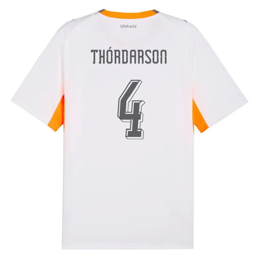 Danxen Mujer Camiseta Islandia Ódinn Sturla Thórdarson #4 Blanco Naranja Gris 2ª Equipación 26-28 La Camisa México