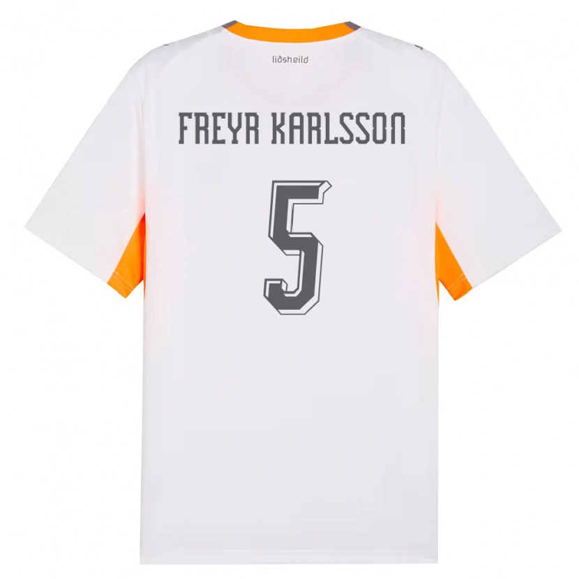Danxen Mujer Camiseta Islandia Hlynur Freyr Karlsson #5 Blanco Naranja Gris 2ª Equipación 26-28 La Camisa México