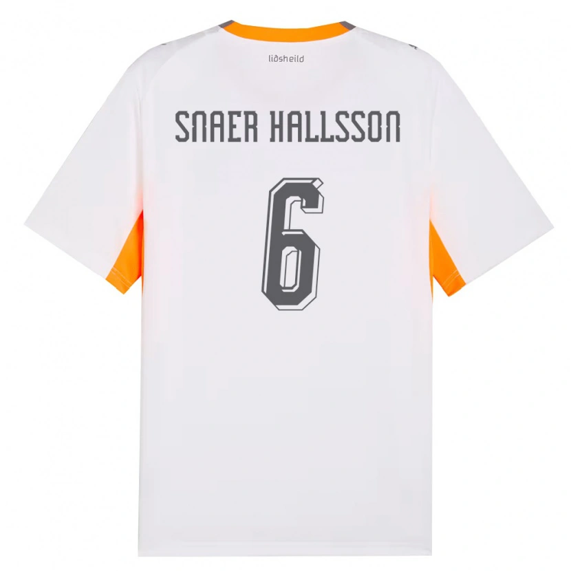 Danxen Mujer Camiseta Islandia Gabríel Snaer Hallsson #6 Blanco Naranja Gris 2ª Equipación 26-28 La Camisa México