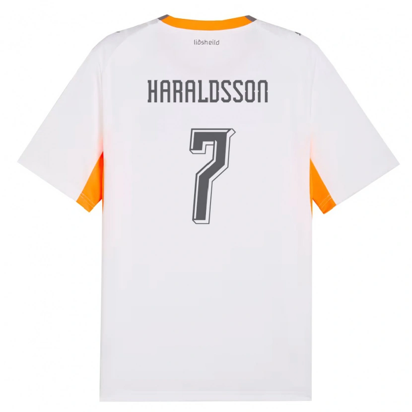 Danxen Mujer Camiseta Islandia Hákon Arnar Haraldsson #7 Blanco Naranja Gris 2ª Equipación 26-28 La Camisa México