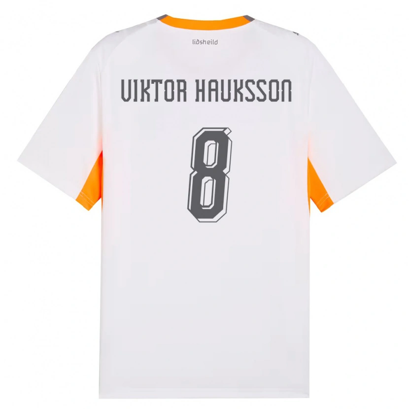 Danxen Mujer Camiseta Islandia Jón Viktor Hauksson #8 Blanco Naranja Gris 2ª Equipación 26-28 La Camisa México