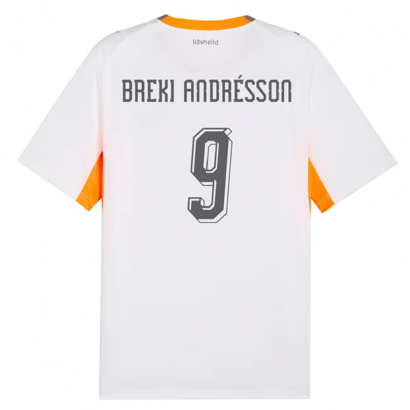 Danxen Mujer Camiseta Islandia Benoný Breki Andrésson #9 Blanco Naranja Gris 2ª Equipación 26-28 La Camisa México