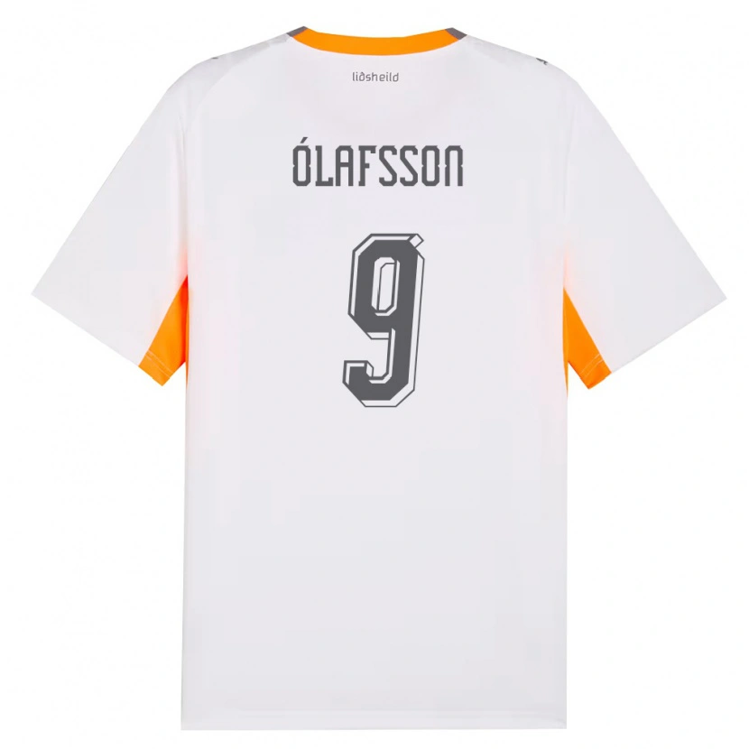 Danxen Mujer Camiseta Islandia Sigurdur Stefán Ólafsson #9 Blanco Naranja Gris 2ª Equipación 26-28 La Camisa México