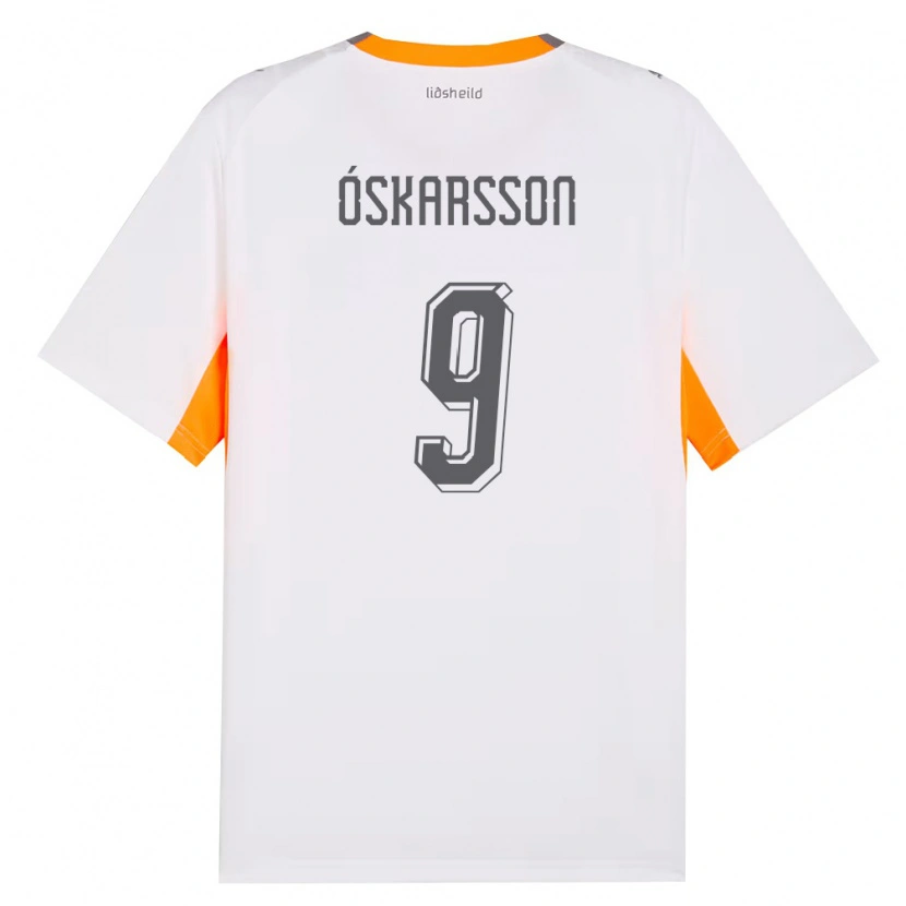Danxen Mujer Camiseta Islandia Orri Óskarsson #9 Blanco Naranja Gris 2ª Equipación 26-28 La Camisa México