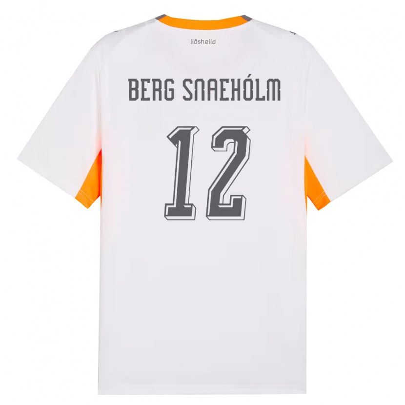Danxen Mujer Camiseta Islandia Gylfi Berg Snaehólm #12 Blanco Naranja Gris 2ª Equipación 26-28 La Camisa México