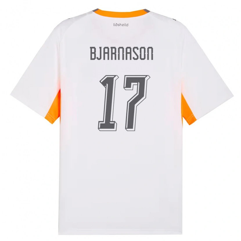 Danxen Mujer Camiseta Islandia Jóhannes Bjarnason #17 Blanco Naranja Gris 2ª Equipación 26-28 La Camisa México