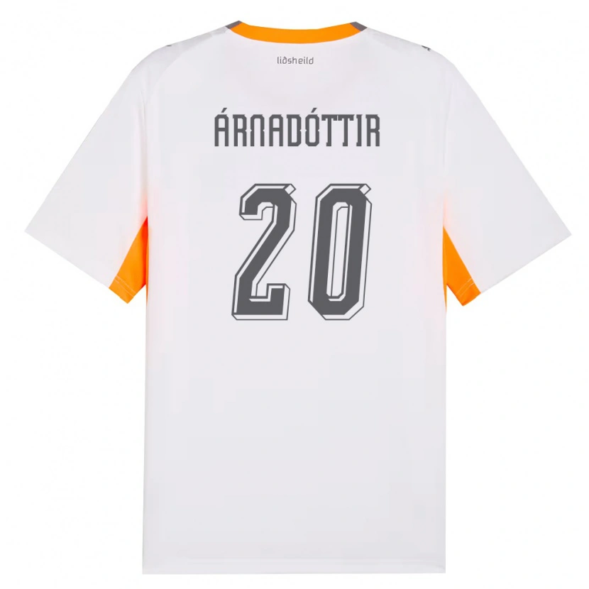 Danxen Mujer Camiseta Islandia Guðný Árnadóttir #20 Blanco Naranja Gris 2ª Equipación 26-28 La Camisa México