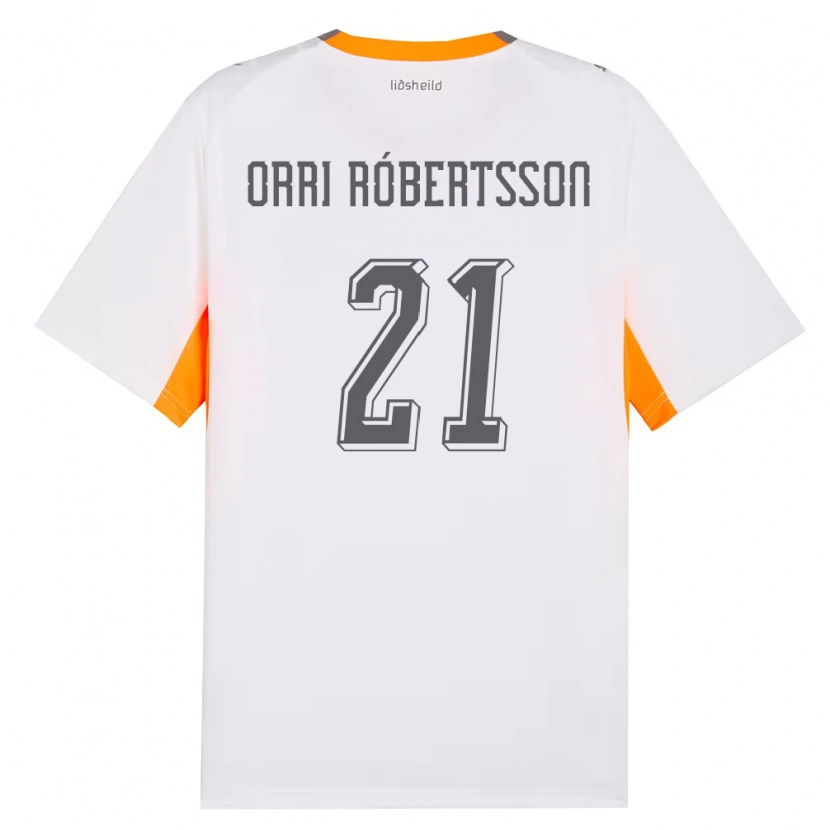 Danxen Mujer Camiseta Islandia Tómas Orri Róbertsson #21 Blanco Naranja Gris 2ª Equipación 26-28 La Camisa México