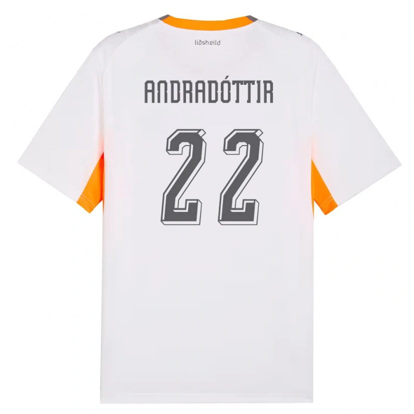 Danxen Mujer Camiseta Islandia Amanda Andradóttir #22 Blanco Naranja Gris 2ª Equipación 26-28 La Camisa México