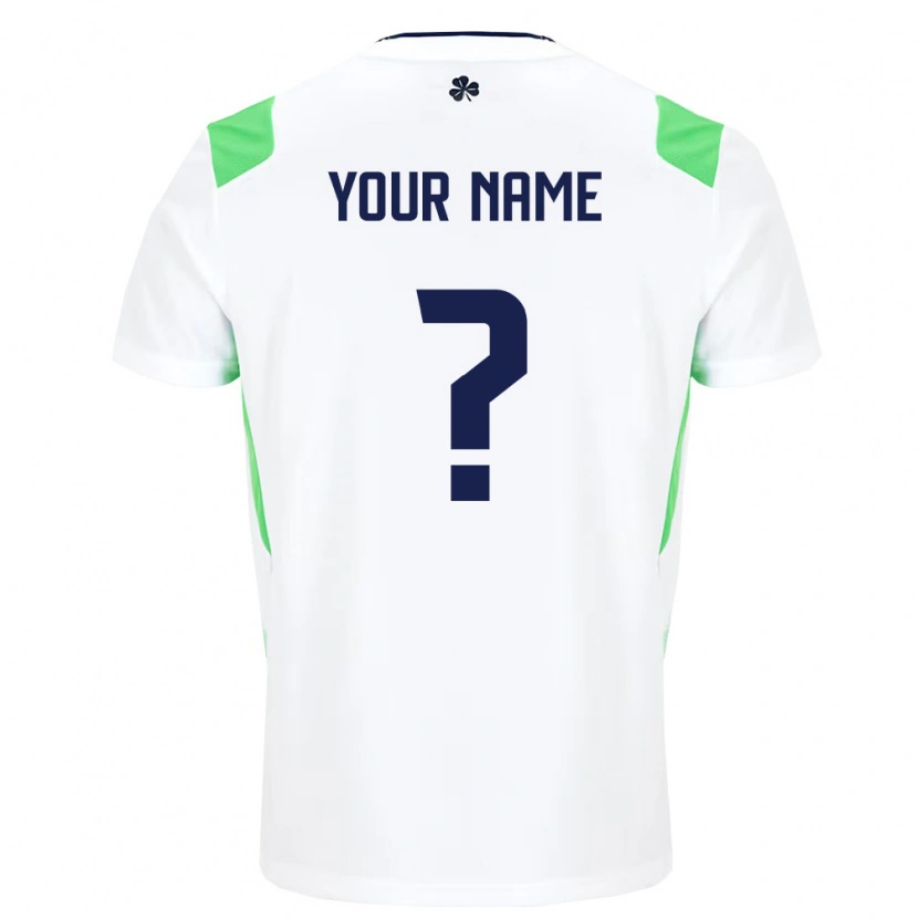 Danxen Mujer Camiseta Irlanda Su Nombre #0 Blanco Verde Claro 2ª Equipación 26-28 La Camisa México