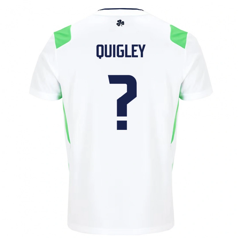 Danxen Mujer Camiseta Irlanda Kian Quigley #0 Blanco Verde Claro 2ª Equipación 26-28 La Camisa México