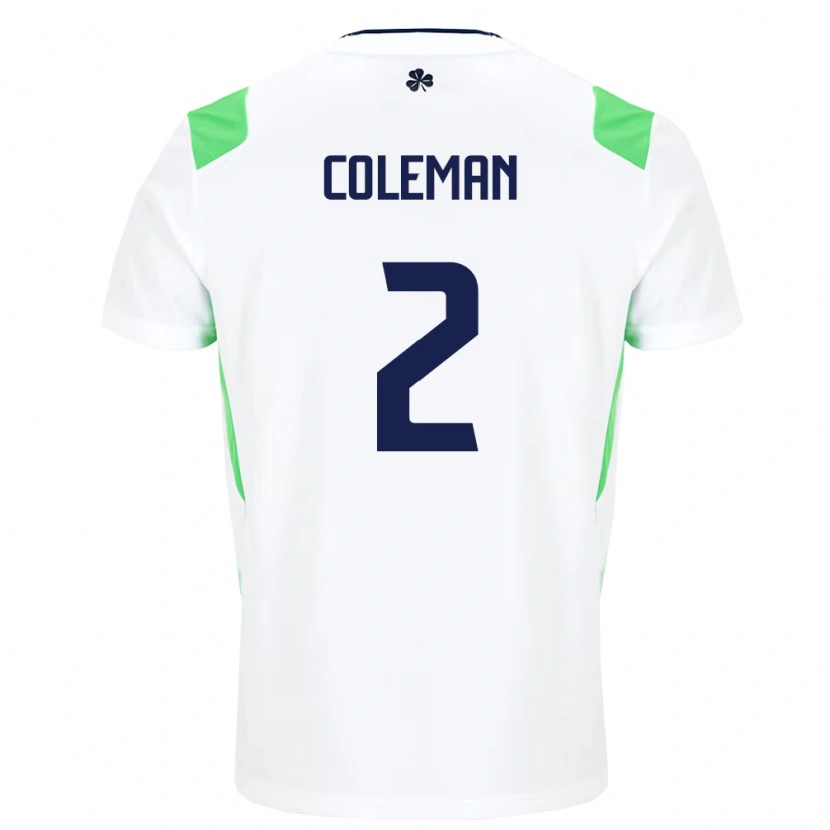 Danxen Mujer Camiseta Irlanda Séamus Coleman #2 Blanco Verde Claro 2ª Equipación 26-28 La Camisa México