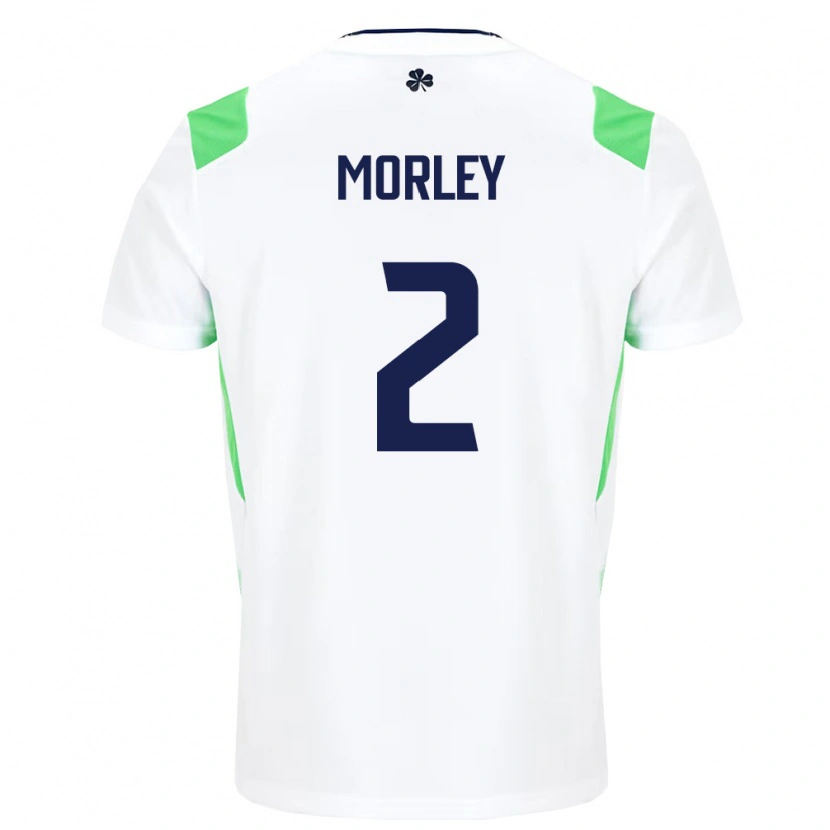 Danxen Mujer Camiseta Irlanda Thomas Morley #2 Blanco Verde Claro 2ª Equipación 26-28 La Camisa México